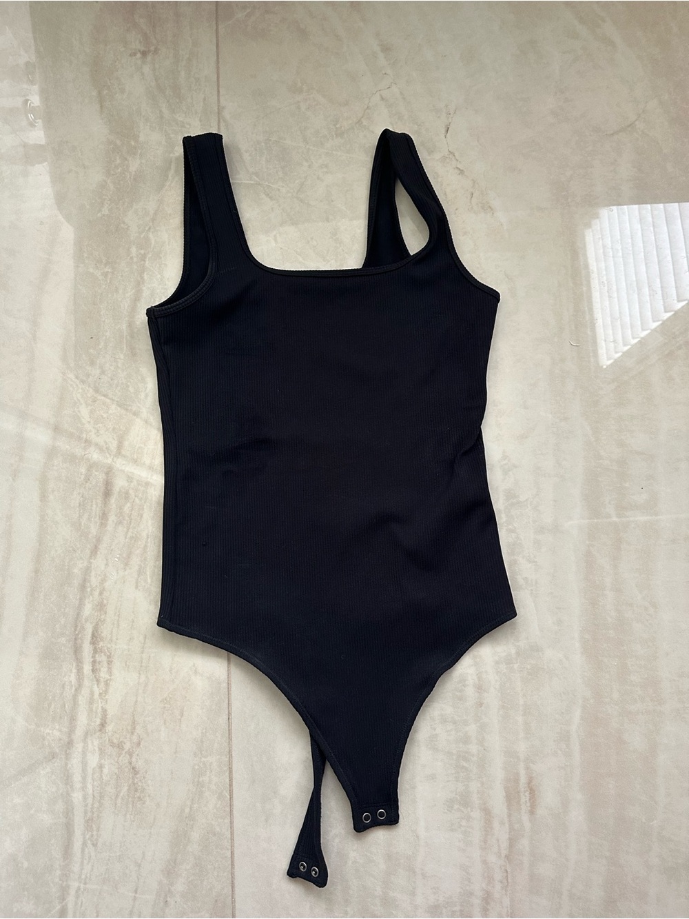 Abercrombie & Fitch Black Ribbed Scoop-Neck Bodysuit